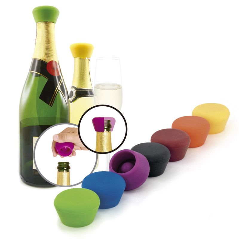 Pulltex Wine and Champagne Silicone Stoppers 2-Pcs [Assorted Colors]