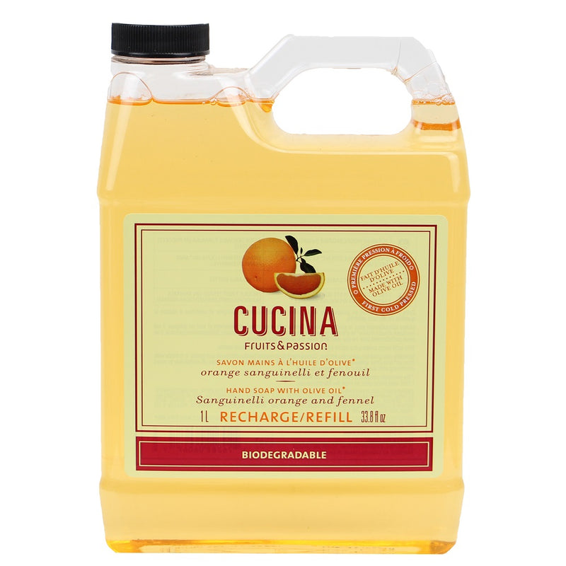 Fruits & Passion Cucina Sanguinelli Orange and Fennel Biodegrade Hand Soap Refill 33.3 Ounces