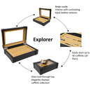 Decorebay Explorer Cufflink Box and Luxury Jewelry Display Case for Men with Glass Top - Black