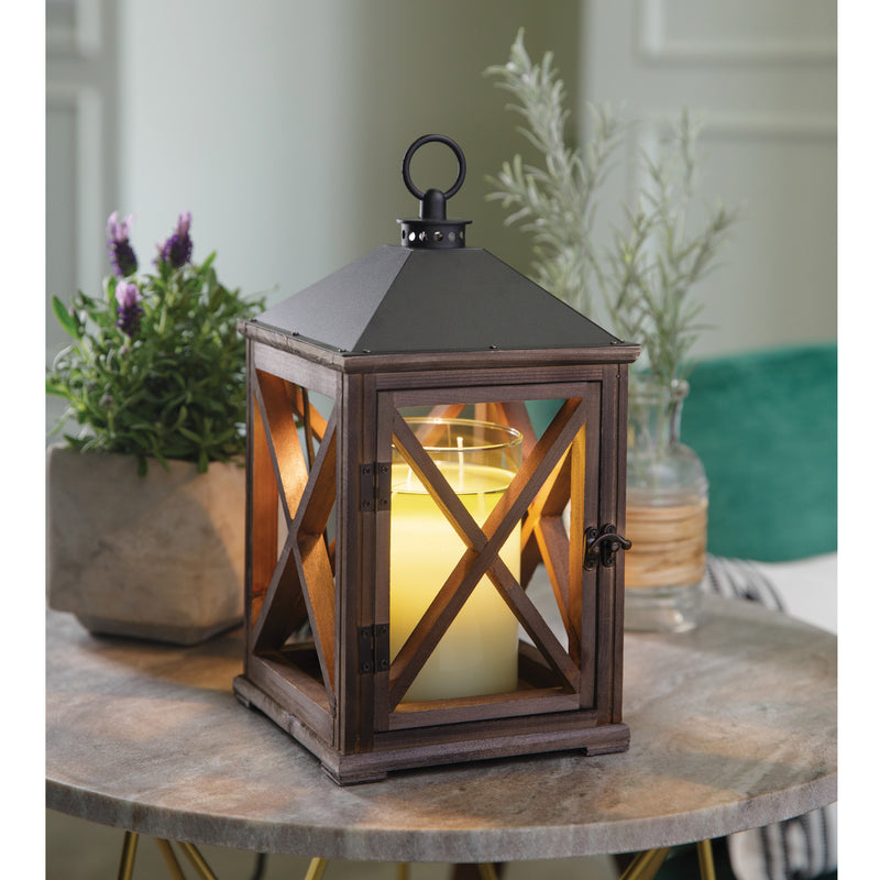 Candle Warmers Weathered Espresso Wooden Lantern-use a soft halogen bulb to warm a candle from the top down.
