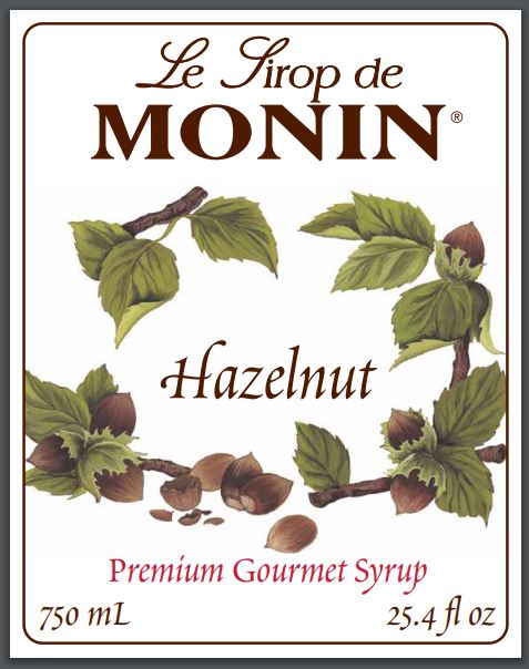 Monin Gluten-Free, Vegan Premium Gourmet Hazelnut Syrup 750ml-Front Description