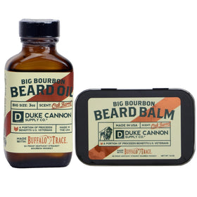 Duke Cannon Big Bourbon Beard Oil 3oz & Beard Balm 1.6oz Combo Made with Bufflo Trace Bourbon