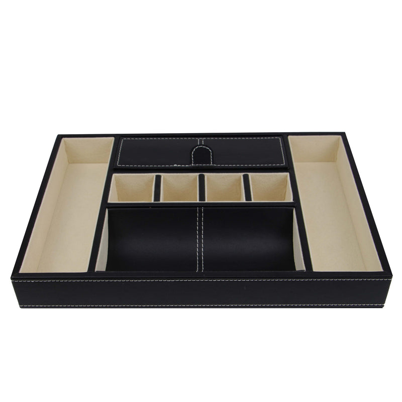 Decorebay Black PU Leather Valet Storage Tray
