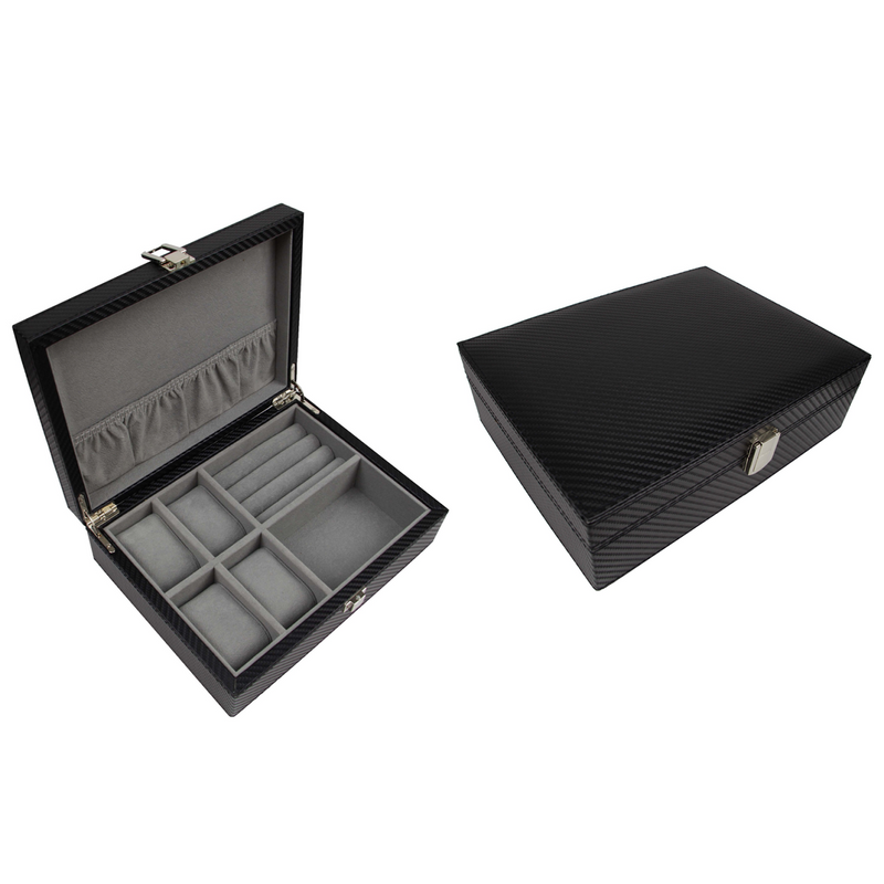 Decorebay Black Handcrafted PU Leather Watch and Cufflink Storage Organizer