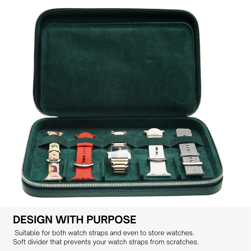Decorebay Luxury 10 Slots Leather Watch Strap Case & Organizer (Green)