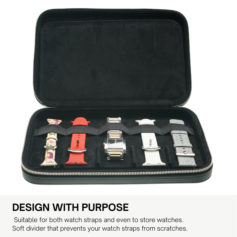Decorebay Luxury 10 Slots Leather Watch Strap Case & Organizer (Black)