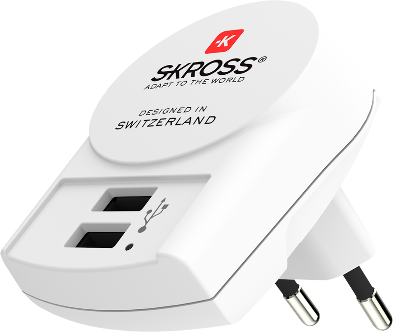 Skross Euro USB Travel Charger 1.302421 Dual Port (2 X A) - White