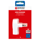 Skross Euro USB Travel Charger 1.302421 Dual Port (2 X A) - White