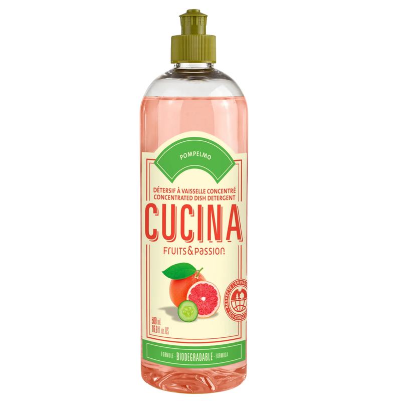 Cucina Fruits & Passion Dish Soap Dishwashing Detergent Refill – Pompelmo (Grapefruit), 16.9 fl oz, Made in Canada