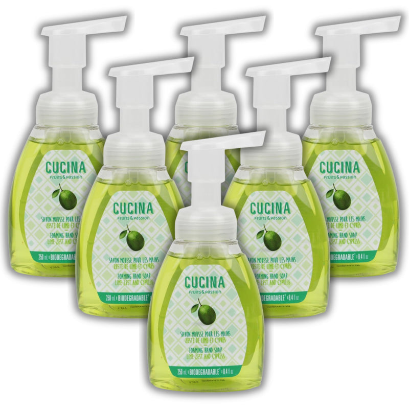 Fruits & Passion Cucina Lime Zest & Cypress Foaming Hand Soap 250 ml - 6 Pack