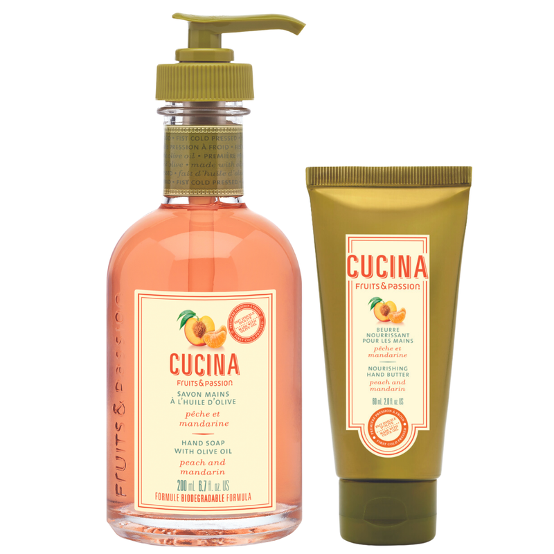 Fruits & Passion Cucina Peach and Mandarin Hand Care Duo Set (Hand Soap 200ml & Hand Butter 60ml)