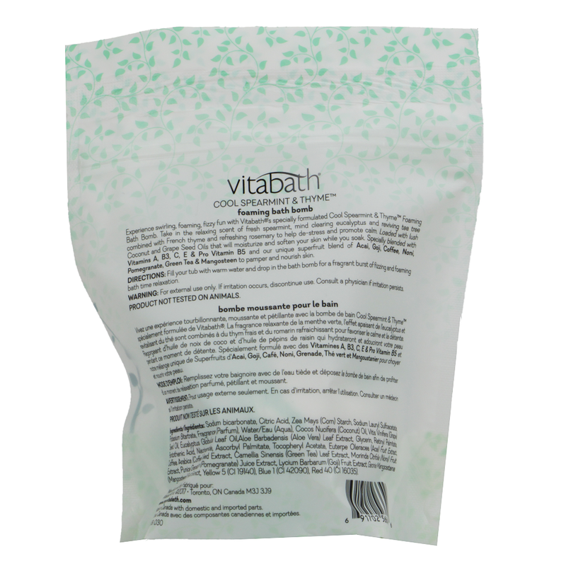 Vitabath Cool Spearmint & Thyme Foaming Bath Bomb - 5.29oz