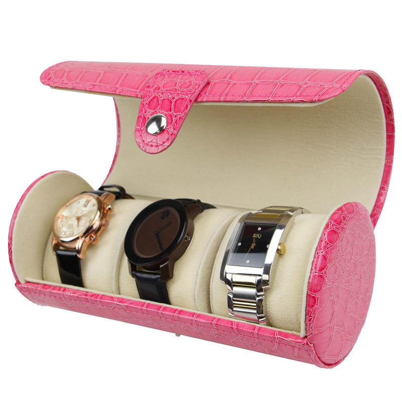 Decorebay PU Leather Roll Style Travel Watch & Cufflink Case