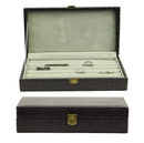 Decorebay Iconic Vegan Crocodile Leather Cufflink, Ring Storage Box and Organizer