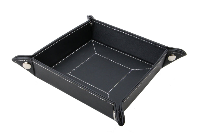 Decorebay Easy Pocket Dump  Foldable Leather Valet Tray (Black)
