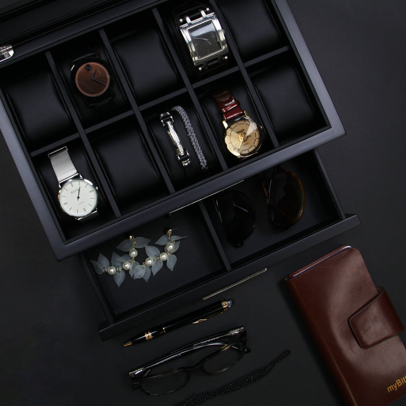 Decorebay Busy Man Luxury Watch Display Case & Jewelry Organizer for Men