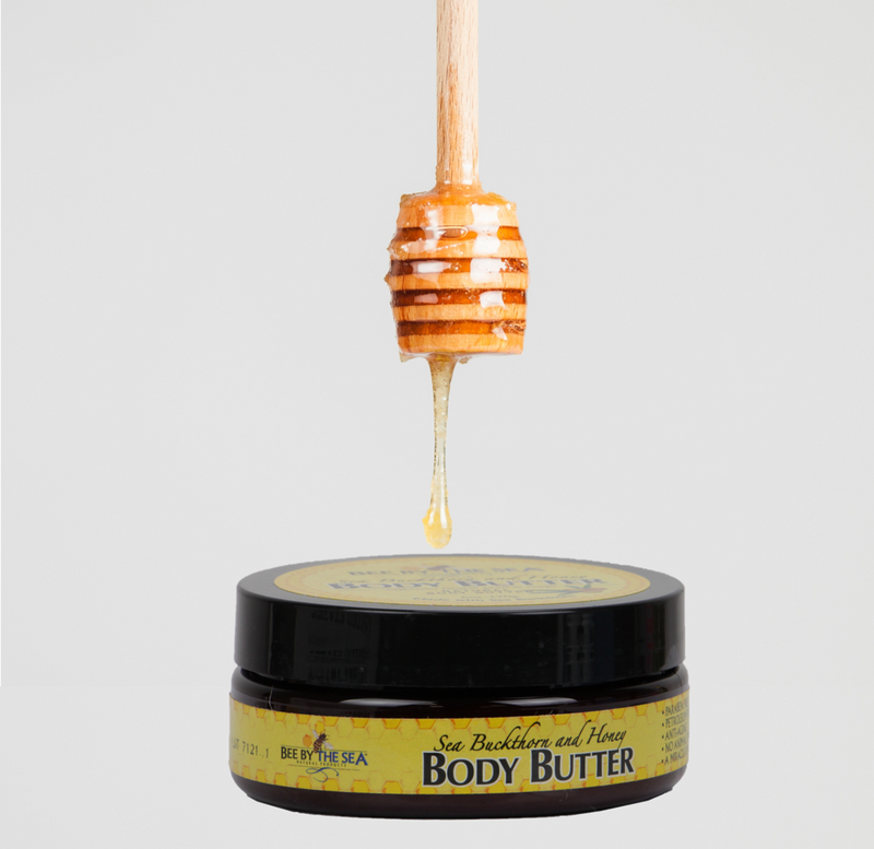 Bee By The Sea Buckthorn and Honey Natural Body Butter Made With Coconut Oil 6 Ounces-Composed of Honey
