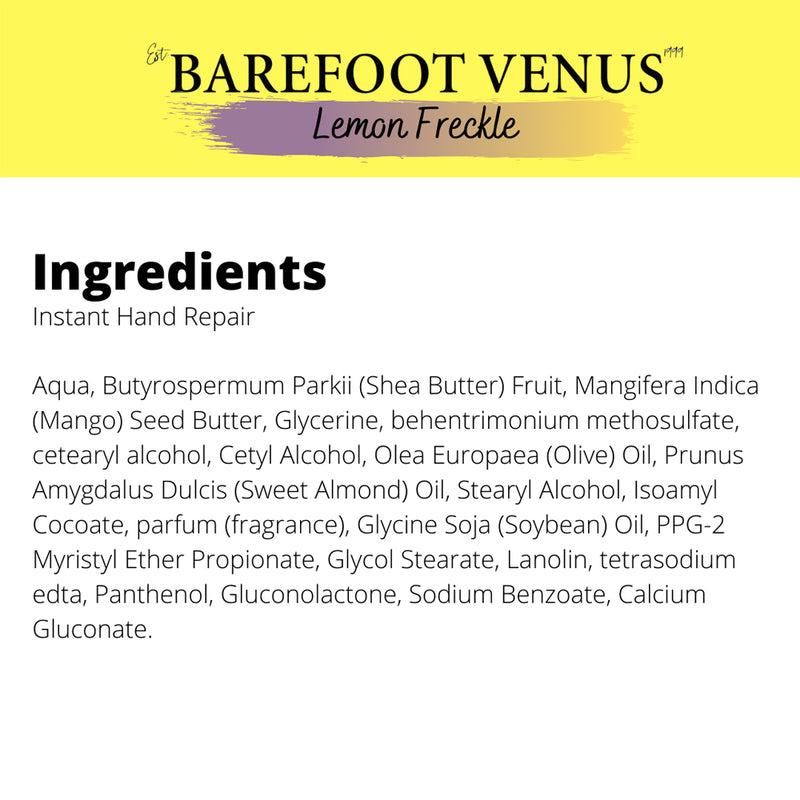 Barefoot Venus Lemon Freckle Mini Hand Repair And Rollerball Perfume Oil Set-Ingredients