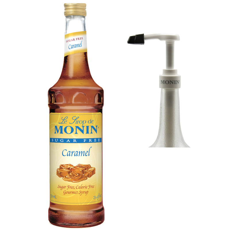 Monin Sugar Free Vegan Premium Caramel Syrup with Pump 750 ml