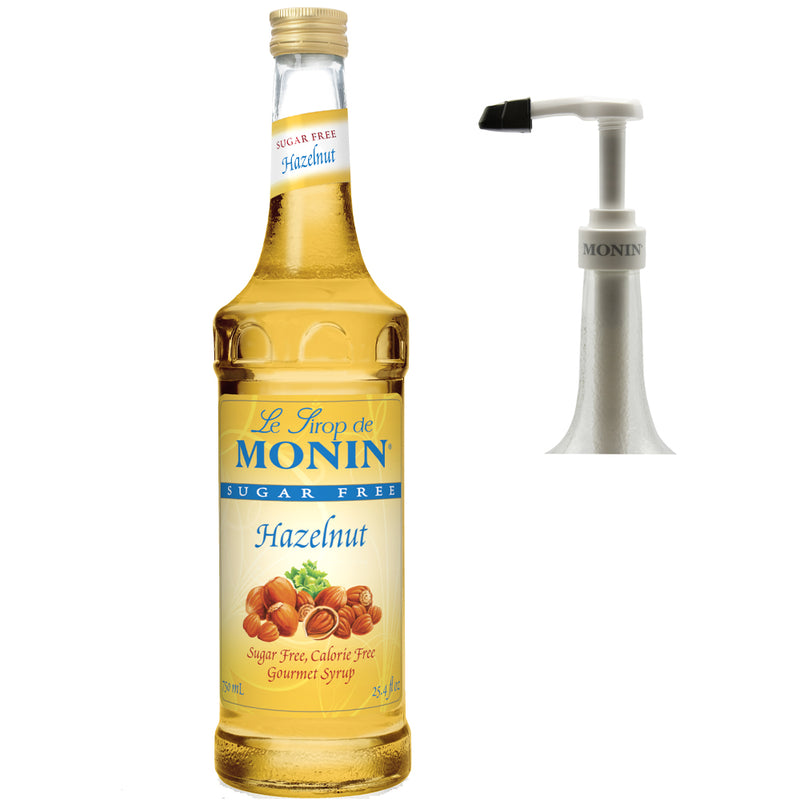 Monin Sugar Free Vegan Premium Gourmet Hazelnut Syrup with Pump 750 ml