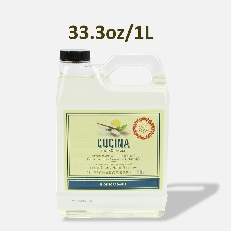 Fruits & Passion Cucina Sea Salt and Amalfi Biodegradable Liquid Hand Soap Refill 33.8 Ounces - 2 Pack