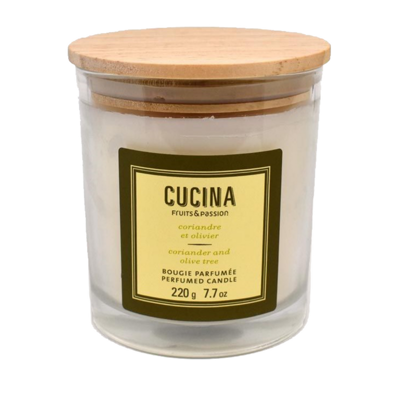 Fruits & Passion Cucina Coriander and Olive Tree Perfumed Plant Based Wax Candle 7.7 Ounces