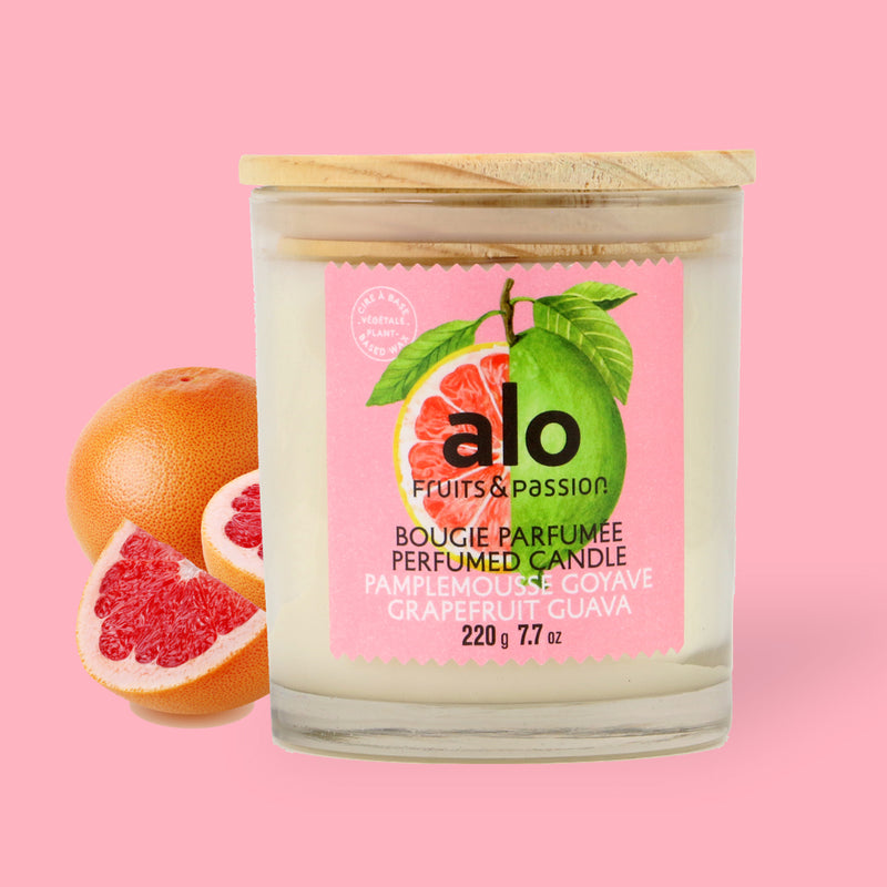 Fruits & Passion Alo Grapefruit Guava Perfumed Candle 7.7 Ounces - 2 Pack-Front Description
