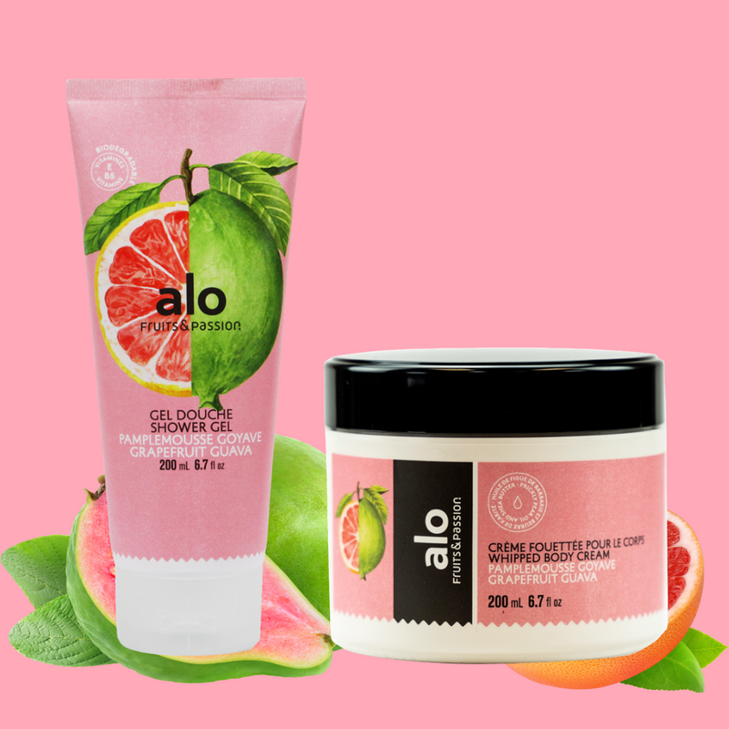Fruits & Passion Alo Grapefruit Guava Shower Gel and Whipped Body Cream 6.7 Ounces - Set