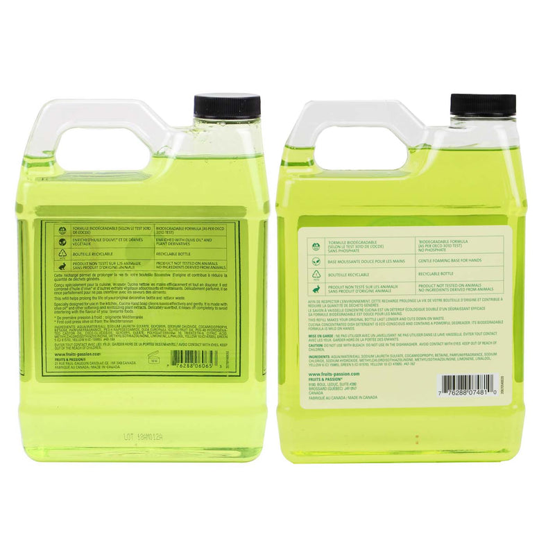 Fruits & Passion Cucina Lime Zest & Cypress Dish Detergent and Hand Soap 1 Liter Set--8 inch