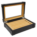 Decorebay Explorer Cufflink Box and Luxury Jewelry Display Case for Men with Glass Top - Black