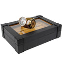 Decorebay Explorer Cufflink Box and Luxury Jewelry Display Case for Men with Glass Top - Black
