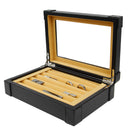 Decorebay Explorer Cufflink Box and Luxury Jewelry Display Case for Men with Glass Top - Black