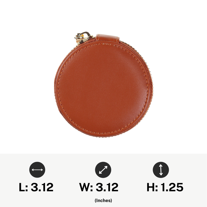 Decorebay Leather Zip Around Mini Jewelry Box - Brown