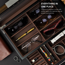 Decorebay Wooden Sunglasses Jewelry Box with Saddle Brown Leather (Coffee Lover)