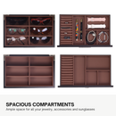 Decorebay Wooden Sunglasses Jewelry Box with Saddle Brown Leather (Coffee Lover)