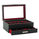 Decorebay 12 Watches Storage and Multi-Purpose Black and Red Leather Jewelry Box (My Darling)