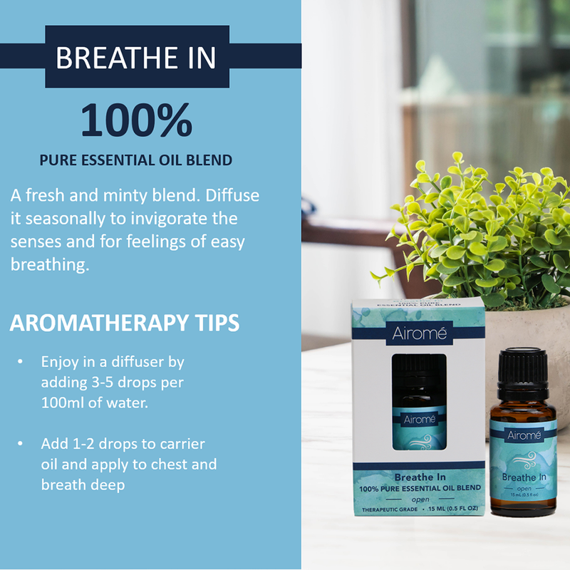 Airome Breathe In 100% Pure Therapeutic Grade Essential Oil 15 Milliliters--Features