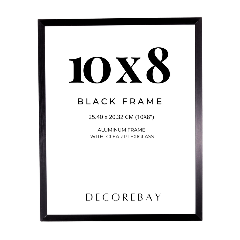 Decorebay Home 10x8 Inch Flat Aluminum Picture Photo Frame (Black)