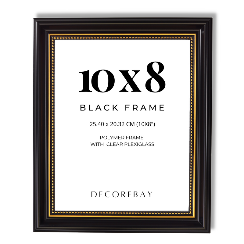 Decorebay Home 10x8 Polymer Picture Photo Frame (Black)
