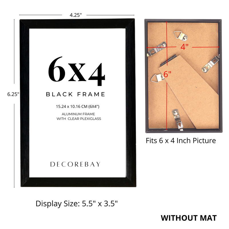 Decorebay Home 6x4 Inch Flat Aluminum Picture Photo Frame (Black)