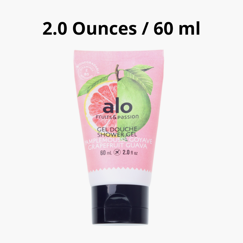 Fruits & Passion ALO Grapefruit Guava Shower Gel 2 Ounces - 4 Pack