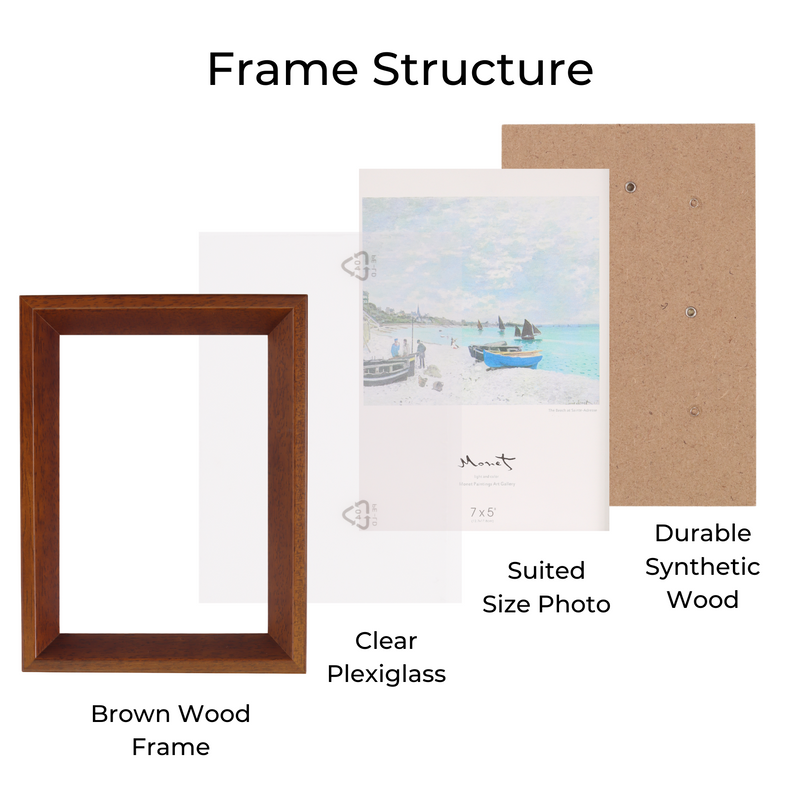 Decorebay Home 7x5 Solid Wood Picture Photo Frame (Brown)