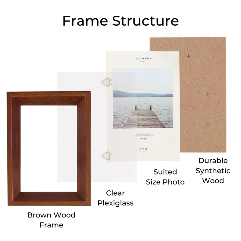 Decorebay Home 6x4 Solid Wood Picture Photo Frame (Brown)