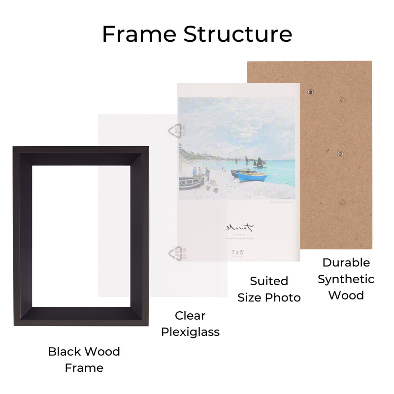 Decorebay Home 7x5 Solid Wood Picture Photo Frame (Black)