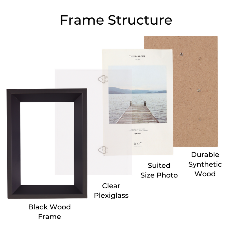 Decorebay Home 6x4 Solid Wood Picture Photo Frame (Black)