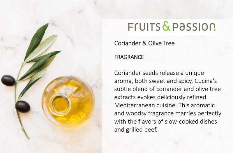 Fruits & Passion Cucina Coriander and Olive Tree Decorative Diffuser Fragrance Refill 4.2 Ounces