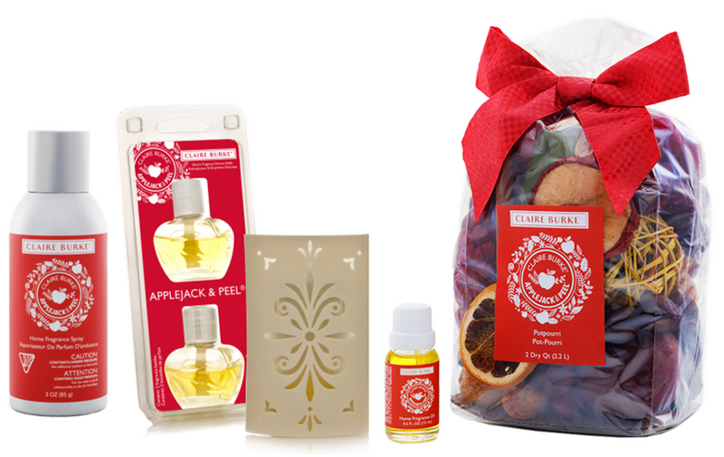 Claire Burke Apple Jack & Peel Holiday Gift Set (Potpourri, Home Fragrance Spray and Oil, Warmer Refill and Unit)