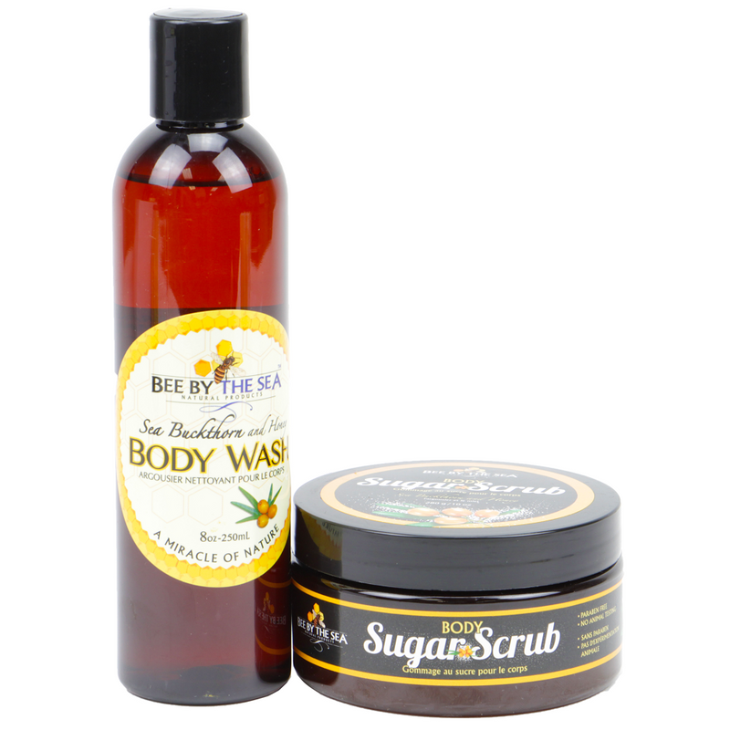 Bee By The Sea Buckthorn and Honey Sugar Scrub and Body Wash Set