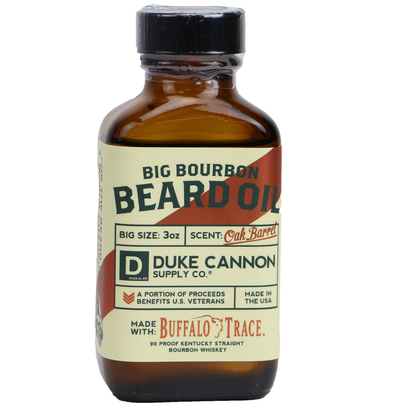 Duke Cannon Big Bourbon Beard Oil 3oz & Beard Balm 1.6oz Combo Made with Bufflo Trace Bourbon-Front Description