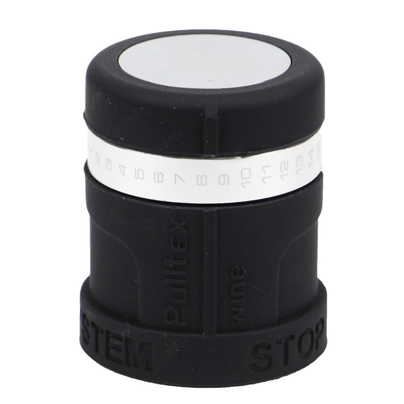 Pulltex AntiOx  Silicone Wine Stopper with Day Marker (Black) -Front View
